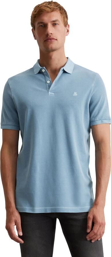 Marc O'Polo Short sleeve polo shirt in piqué fabric Blauw Heren - Foto 4