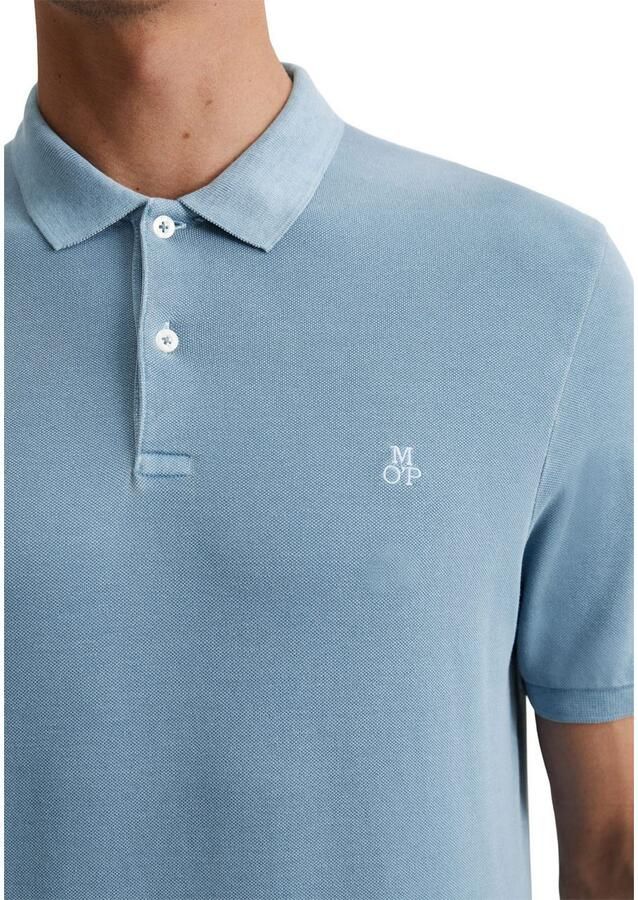 Marc O'Polo Short sleeve polo shirt in piqué fabric Blauw Heren - Foto 2