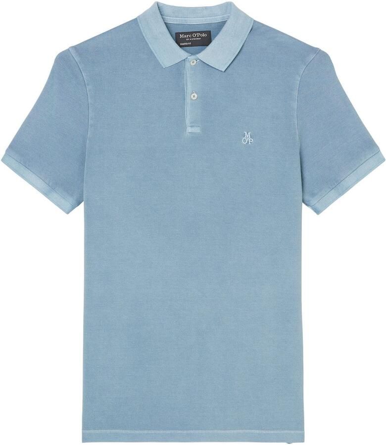 Marc O'Polo Short sleeve polo shirt in piqué fabric Blauw Heren