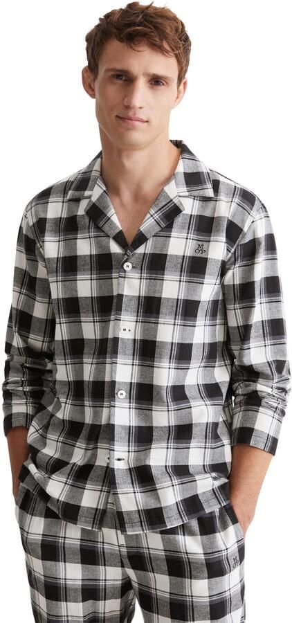 Marc O'Polo Pyjama top Homey flanel Knoopsluiting lange mouw geruit logoborduurwerk flanel - Foto 5