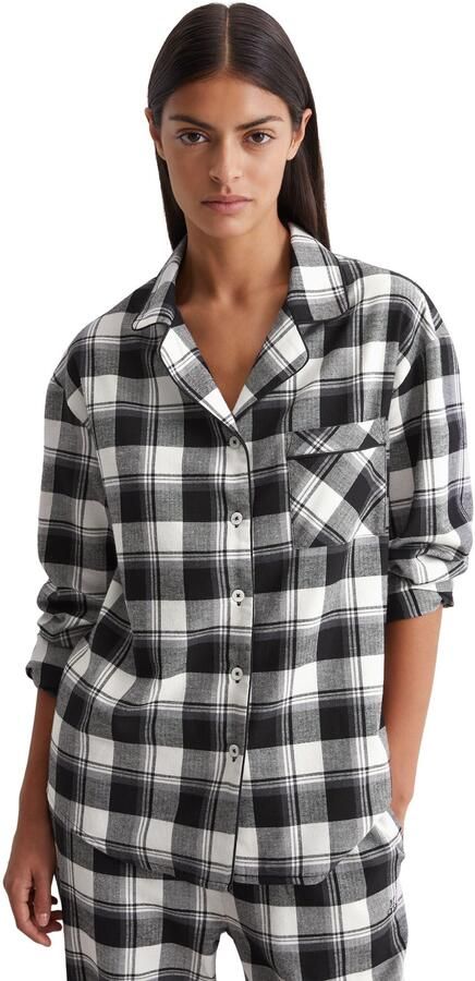 Marc O'Polo Pyjama top Homey flanel Ruitpatroon lange mouw kraag borstzak knopen flanel - Foto 5