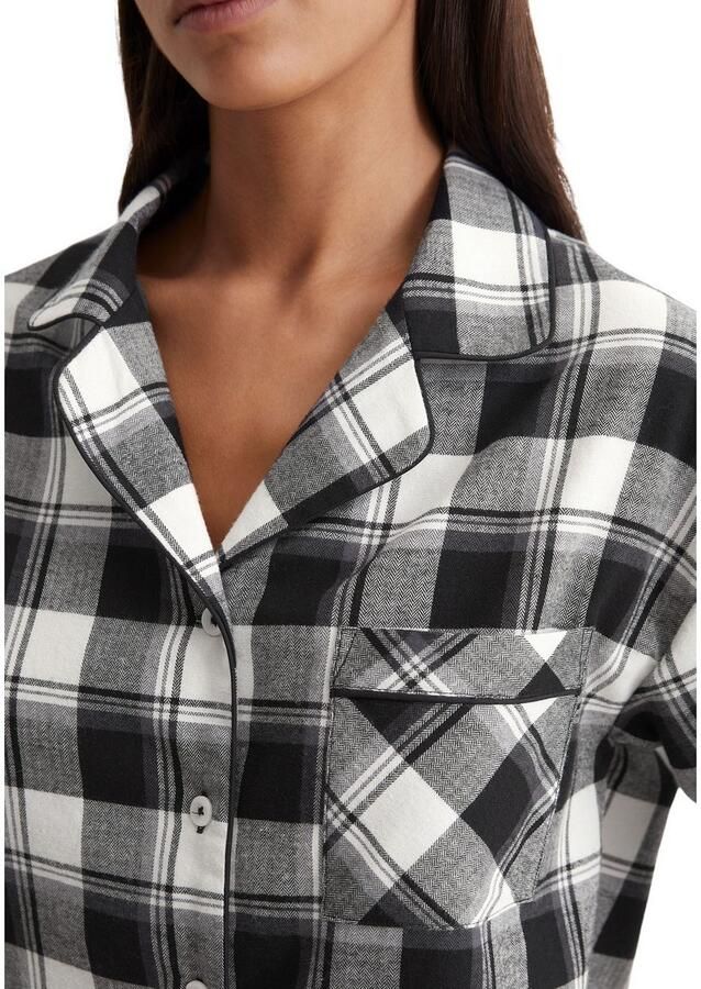 Marc O'Polo Pyjama top Homey flanel Ruitpatroon lange mouw kraag borstzak knopen flanel - Foto 2