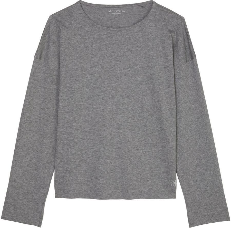 Marc O'Polo Pyjama top Mix & Match Cotton-Woven Ronde hals zijsplitten lange mouwen katoen