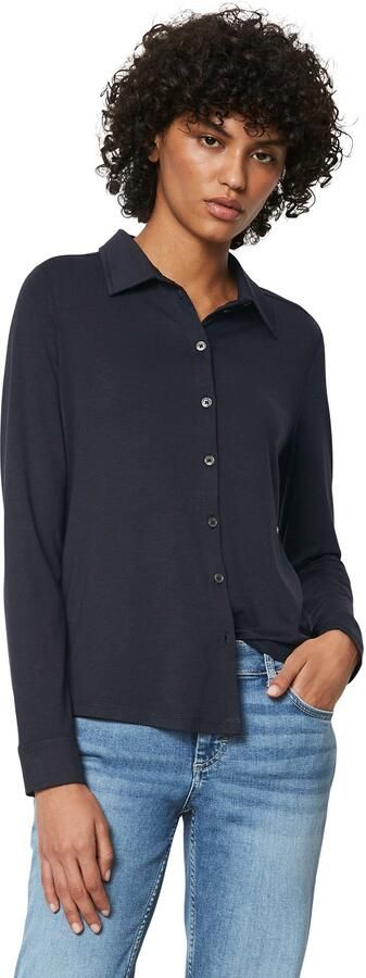 Marc O'Polo Overhemdblouse van viscosemix met platte kraag - Foto 3