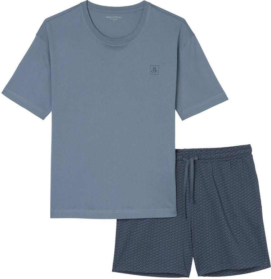 Marc O'Polo Shortama Mix & Match Cotton met effen shirt en gedessineerde shorts (2-delig) - Foto 2