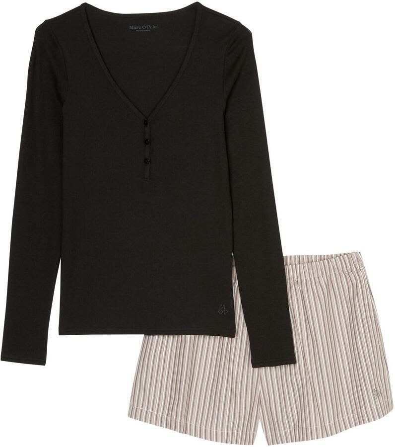 Marc O'Polo Shortama Mix & Match Cotton-Woven met stijlvol streepdesign (2-delig)