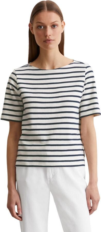 Marc O'Polo T-shirt gestreept boothals recht gesneden - Foto 4