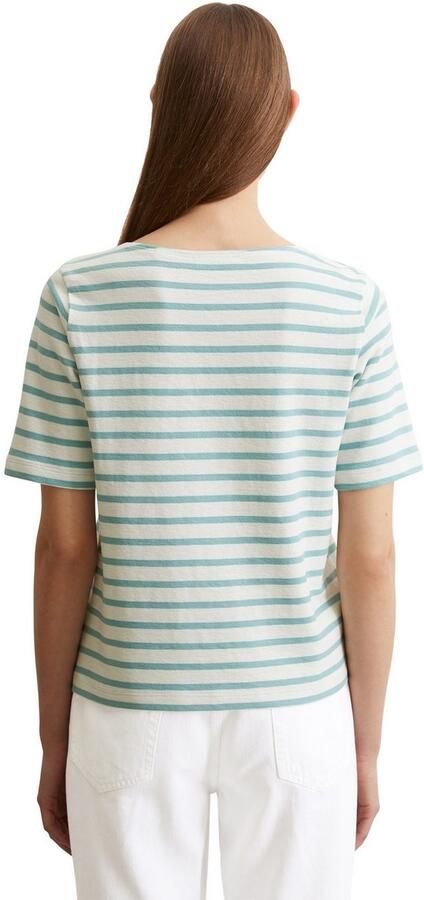 Marc O'Polo T-shirt gestreept boothals recht gesneden - Foto 3