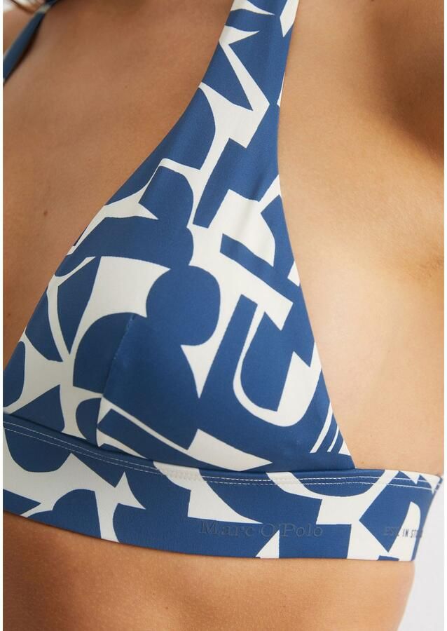Marc O'Polo Triangel-bikinitop Summer Blacks Grafisch design halternek diepe V-hals - Foto 2