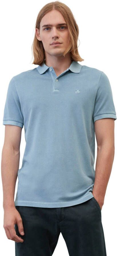 Marc O'Polo Short sleeve polo shirt in piqué fabric Blauw Heren