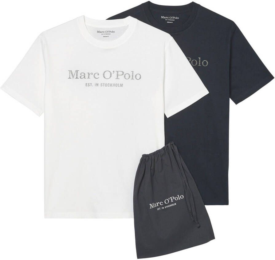 Marc O'Polo T-shirt met logoprint in een set van 2 stuks