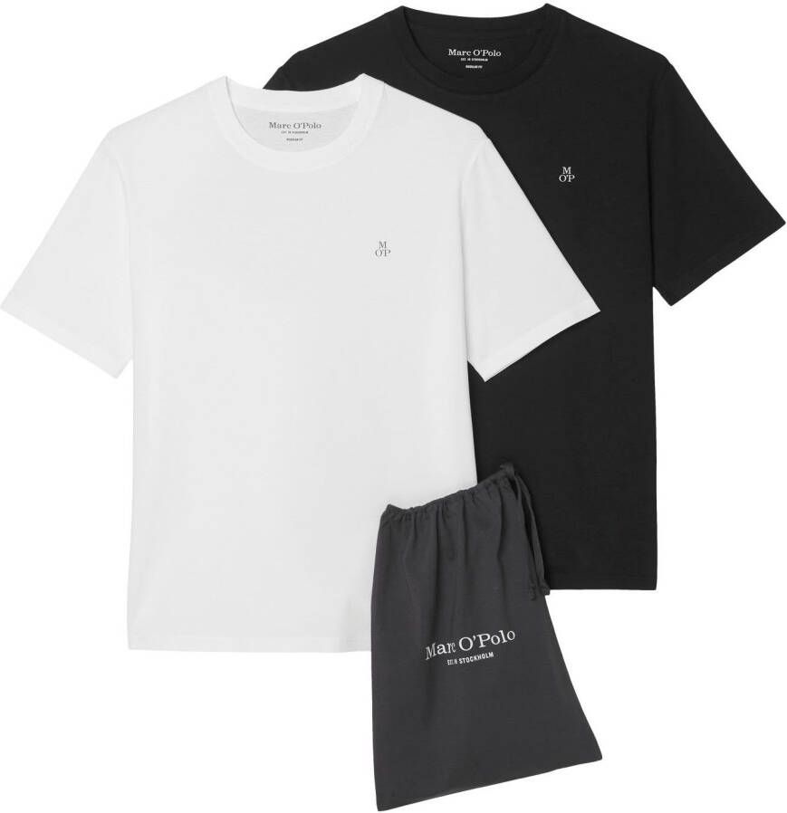Marc O'Polo T-shirt met labelstitching in een set van 2 stuks