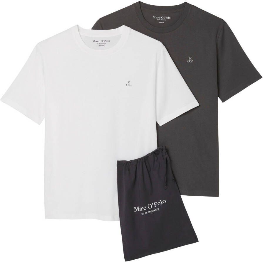 Marc O'Polo T-shirt met labelstitching in een set van 2 stuks