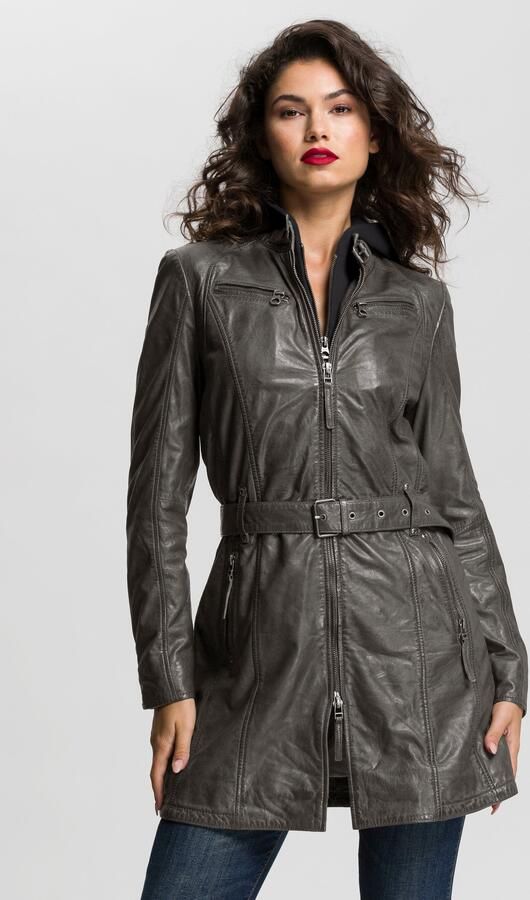 Mauritius Lange leren jas BENTE2 lange leren jack met riem & afneembare capuchoninlay (Met riem) - Foto 4