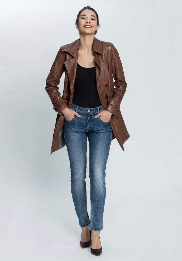 Mauritius Lange leren jas GWTaresa Leren trenchcoat met strikriem (2-delig Met een bindceintuur) - Foto 4