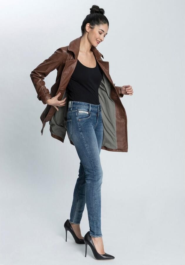 Mauritius Lange leren jas GWTaresa Leren trenchcoat met strikriem (2-delig Met een bindceintuur) - Foto 6