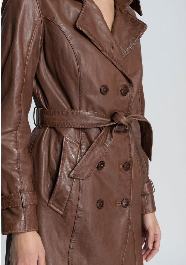 Mauritius Lange leren jas GWTaresa Leren trenchcoat met strikriem (2-delig Met een bindceintuur) - Foto 2