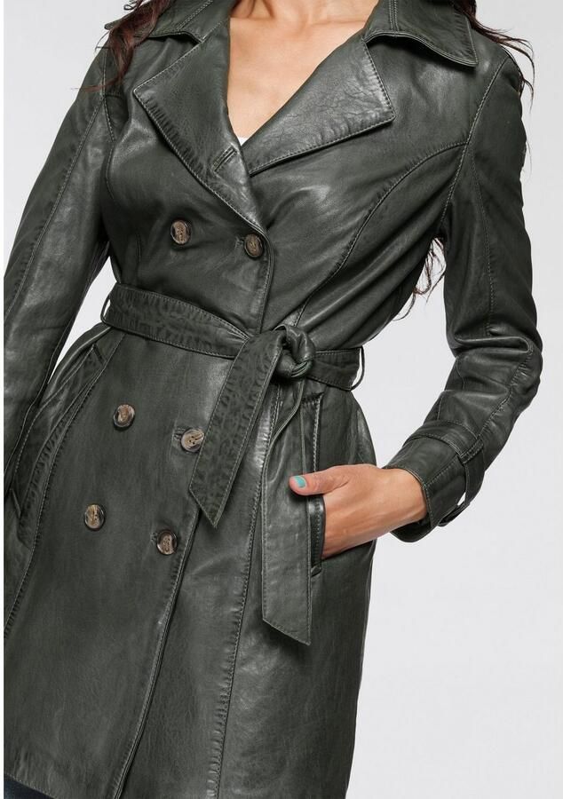 Mauritius Lange leren jas GWTaresa Leren trenchcoat met strikriem (2-delig Met een bindceintuur) - Foto 2