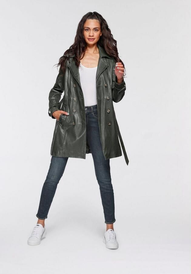 Mauritius Lange leren jas GWTaresa Leren trenchcoat met strikriem (2-delig Met een bindceintuur) - Foto 3