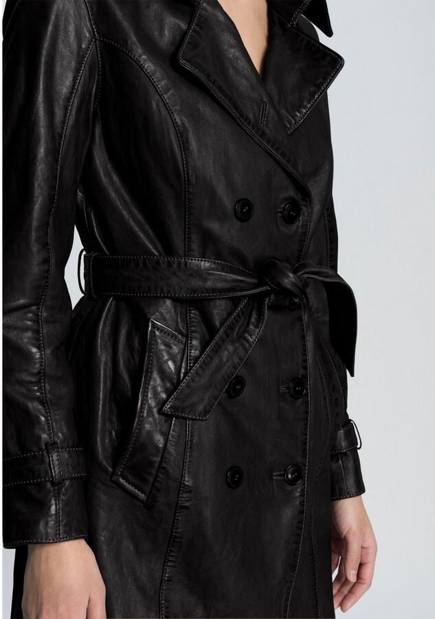 Mauritius Lange leren jas GWTaresa Leren trenchcoat met strikriem (2-delig Met een bindceintuur)