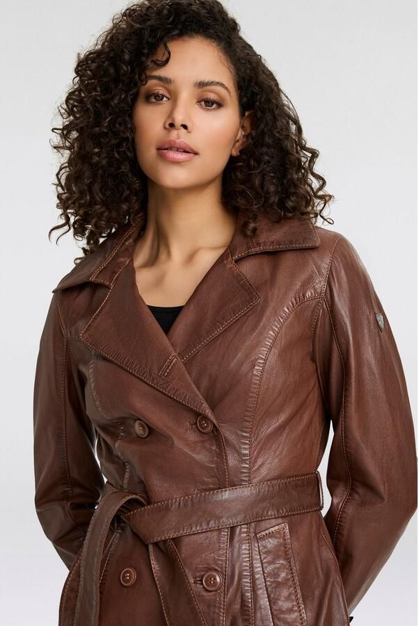 Mauritius Lange leren jas GWTaresa Leren trenchcoat met strikriem (2-delig Met een bindceintuur) - Foto 9