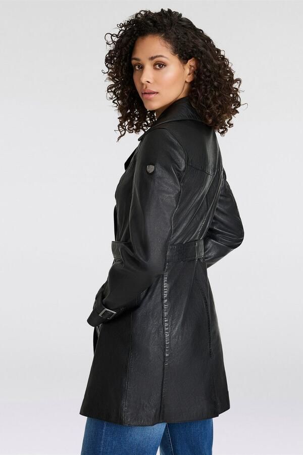 Mauritius Lange leren jas GWTaresa Leren trenchcoat met strikriem (2-delig Met een bindceintuur) - Foto 6