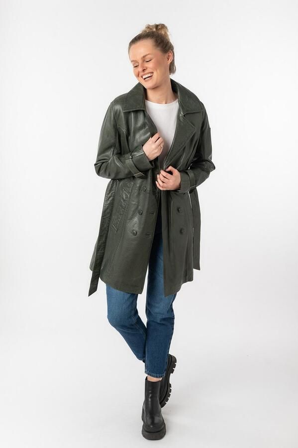 Mauritius Lange leren jas GWTaresa Leren trenchcoat met strikriem (2-delig Met een bindceintuur) - Foto 7