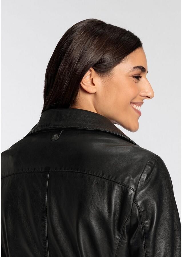 Mauritius Lange leren jas GWTaruh OT elegante leren trenchcoat met bindceintuur (2-delig)