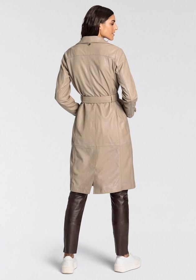 Mauritius Lange leren jas GWTaruh OT elegante leren trenchcoat met bindceintuur (2-delig) - Foto 3