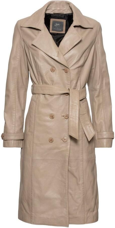 Mauritius Lange leren jas GWTaruh OT elegante leren trenchcoat met bindceintuur (2-delig) - Foto 12