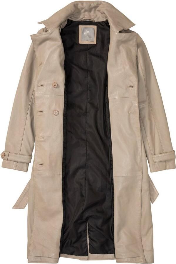 Mauritius Lange leren jas GWTaruh OT elegante leren trenchcoat met bindceintuur (2-delig) - Foto 5