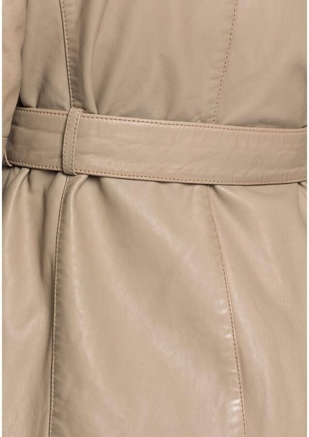 Mauritius Lange leren jas GWTaruh OT elegante leren trenchcoat met bindceintuur (2-delig) - Foto 2