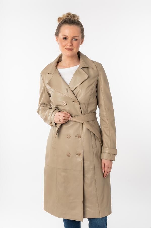 Mauritius Lange leren jas GWTaruh OT elegante leren trenchcoat met bindceintuur (2-delig) - Foto 6