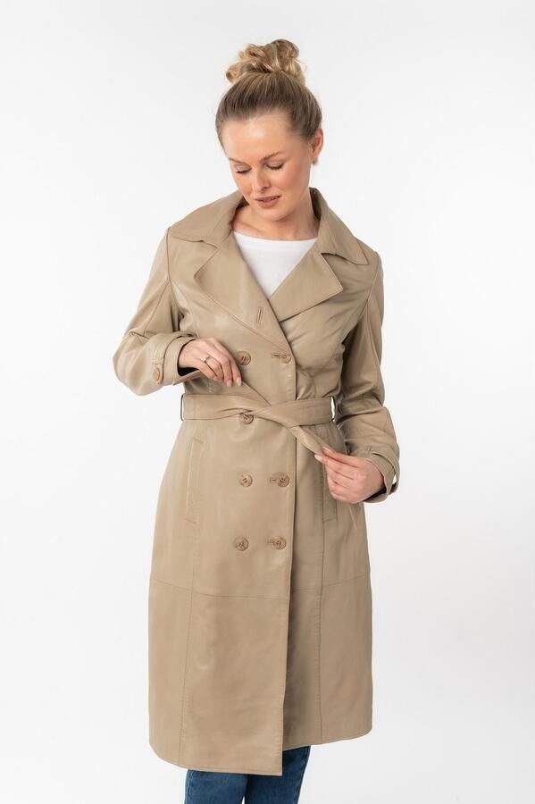Mauritius Lange leren jas GWTaruh OT elegante leren trenchcoat met bindceintuur (2-delig) - Foto 7