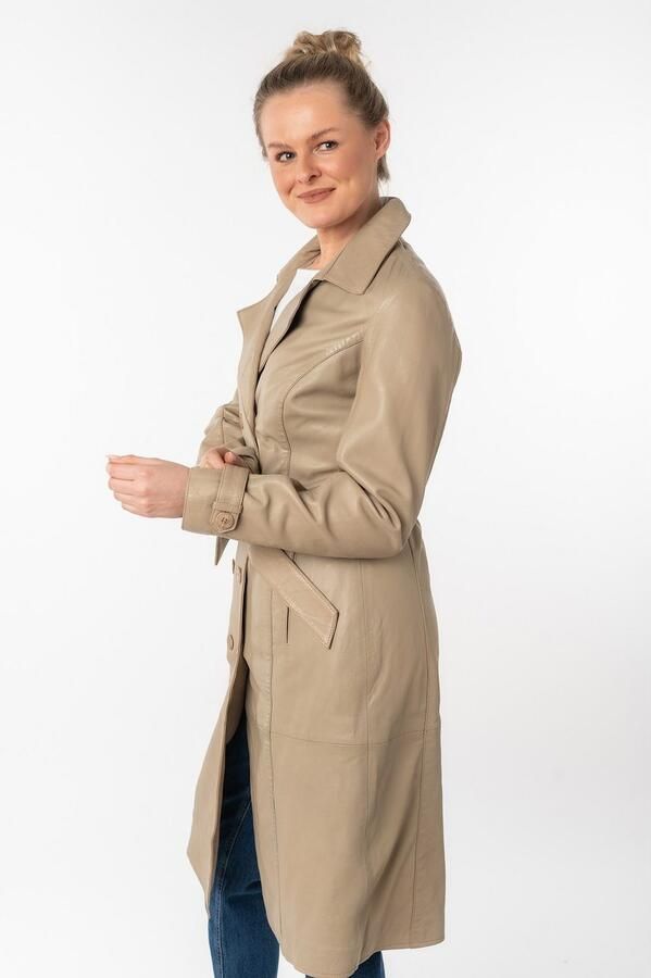 Mauritius Lange leren jas GWTaruh OT elegante leren trenchcoat met bindceintuur (2-delig) - Foto 8