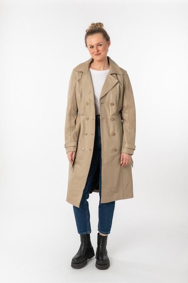 Mauritius Lange leren jas GWTaruh OT elegante leren trenchcoat met bindceintuur (2-delig) - Foto 11