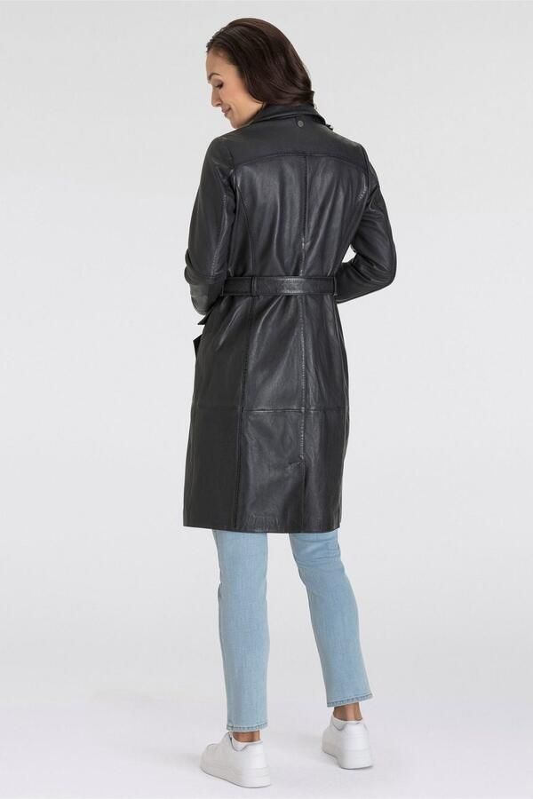 Mauritius Lange leren jas MWCillie OT met een bindceintuur - Foto 10