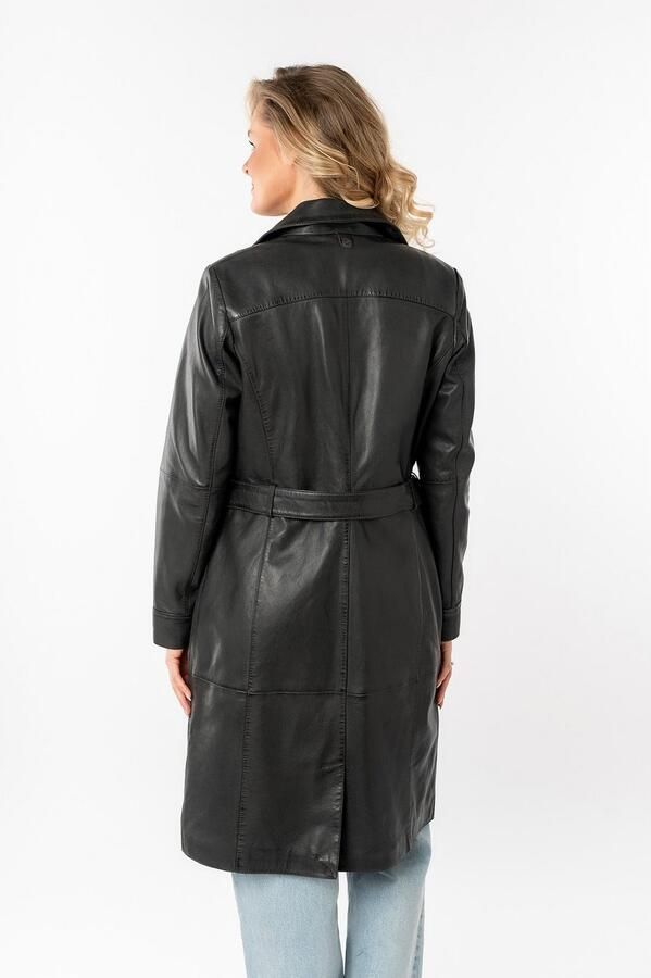 Mauritius Lange leren jas MWCillie OT met een bindceintuur - Foto 5