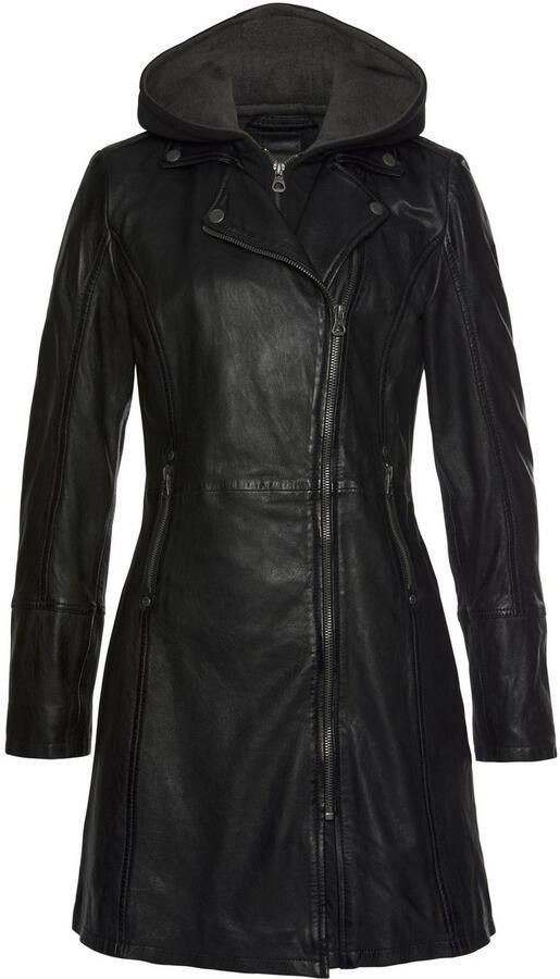 Mauritius Lange leren jas Seneka lange leren jack met afritsbare capuchoninzet - Foto 11