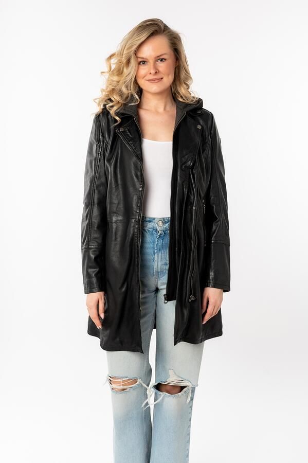 Mauritius Lange leren jas Seneka lange leren jack met afritsbare capuchoninzet - Foto 4