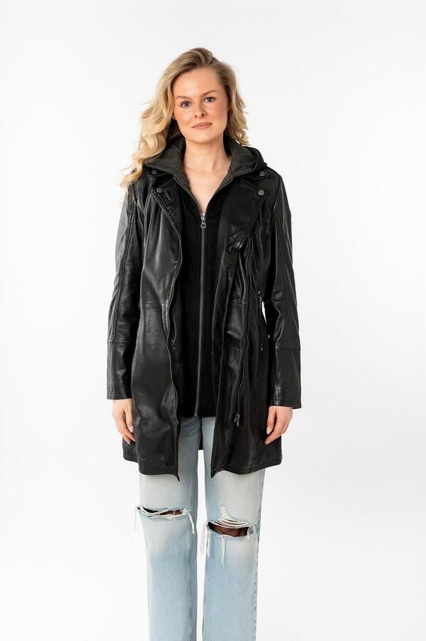 Mauritius Lange leren jas Seneka lange leren jack met afritsbare capuchoninzet - Foto 5