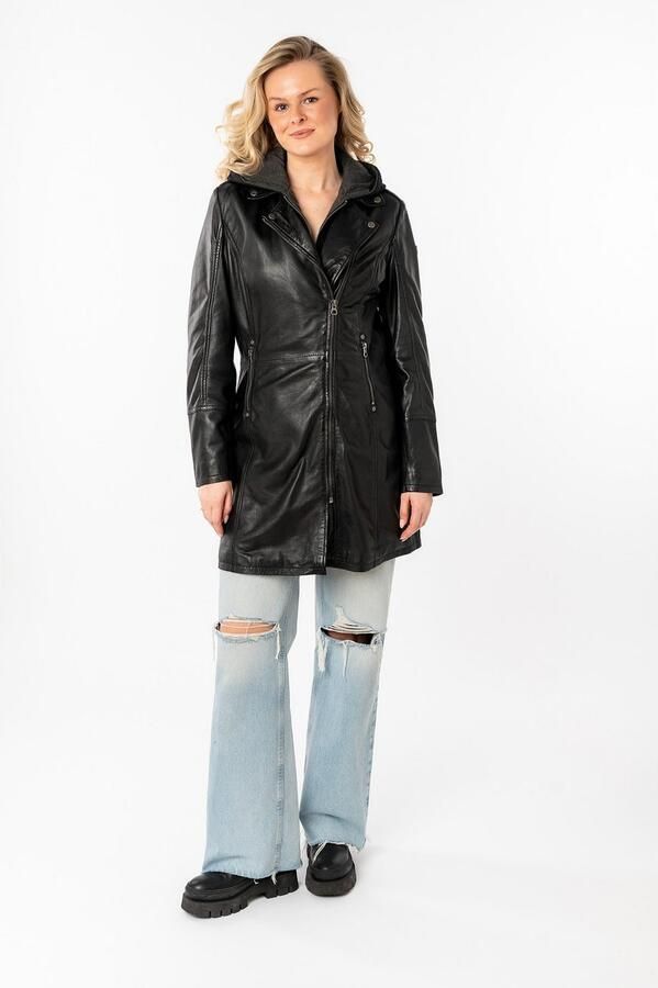 Mauritius Lange leren jas Seneka lange leren jack met afritsbare capuchoninzet - Foto 7