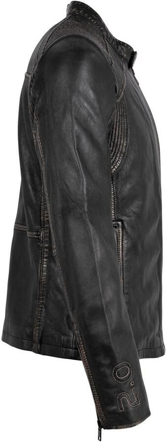 Mauritius Leren jack 2Mgoji SF met markante siernaden sierstepping antieke look rits - Foto 20