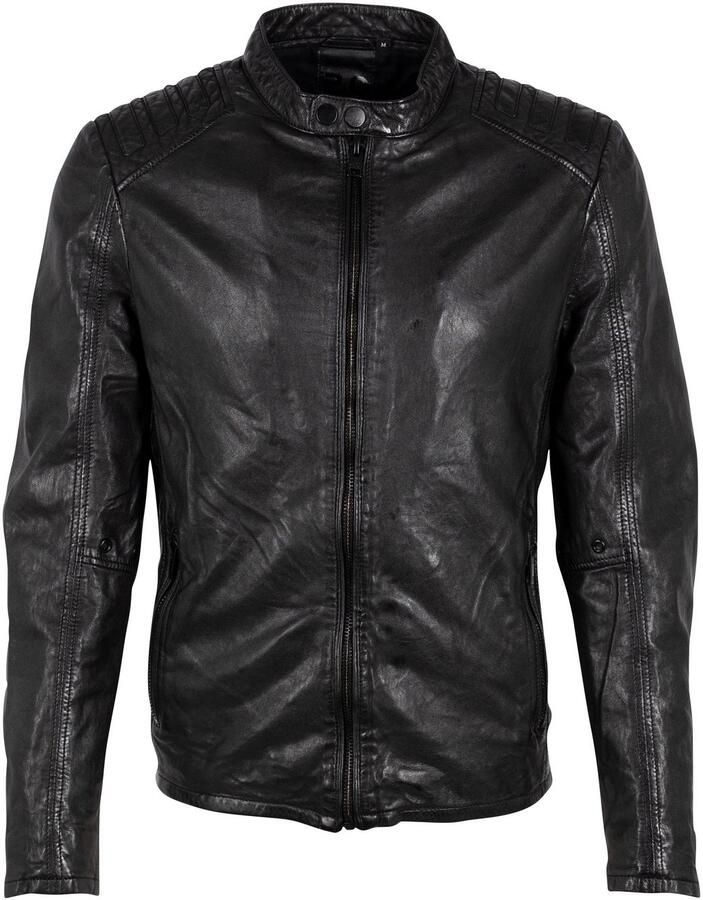 Mauritius Leren jack G2MMagnu SF met ritssluiting stiksels op de schouder opstaande kraag