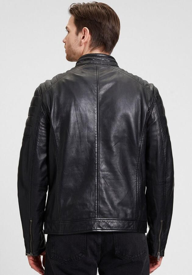 Mauritius Leren jack GBDerry LAORV met opstaande kraag ritssluiting schouderpas - Foto 5