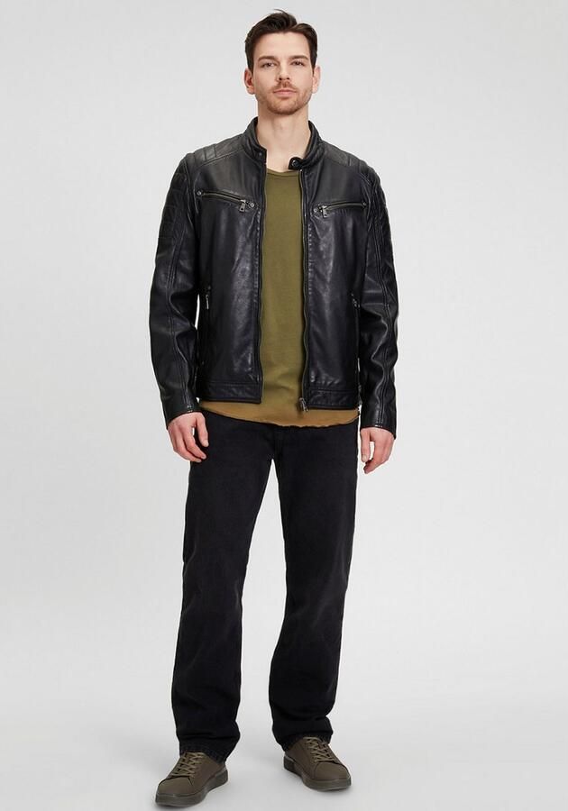 Mauritius Leren jack GBDerry LAORV met opstaande kraag ritssluiting schouderpas - Foto 6