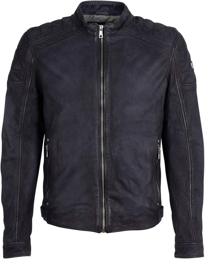 Mauritius Leren jack MMChesney met rits ritszakken sierstepping