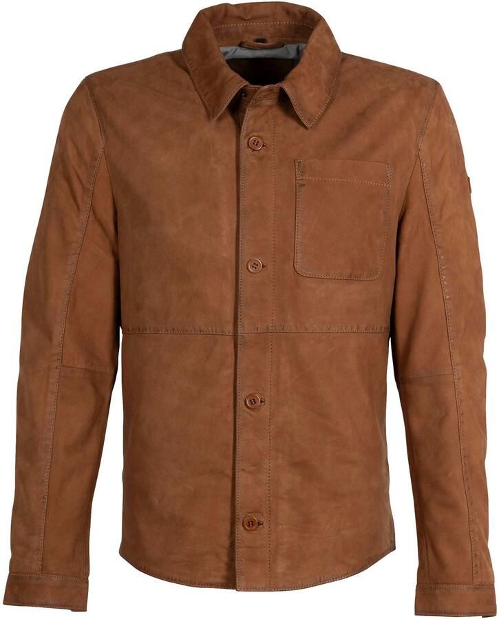 Mauritius Leren jack MMJemmo met blousekraag knoopsluiting