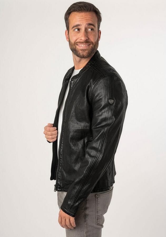 Mauritius Leren jack MMNelsan met ritssluiting ritszakken opstaande kraag - Foto 16