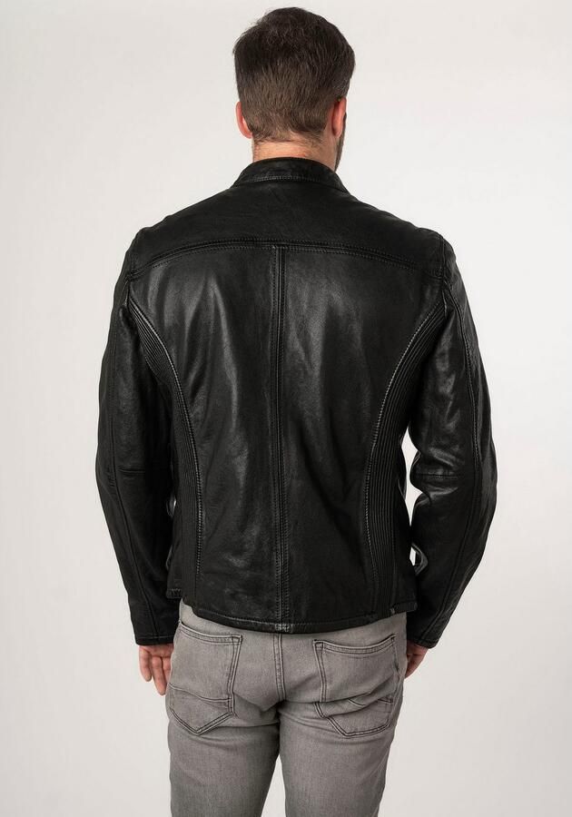 Mauritius Leren jack MMNelsan met ritssluiting ritszakken opstaande kraag - Foto 17